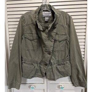 American Rag Button Up Utility Jacket Size XL Pockets Cotton Collar Olive Green